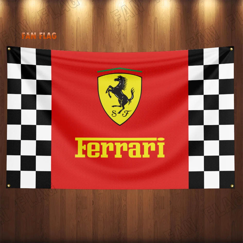 3x5 Ft Racing-F-Ferraris  Flag Polyester Digital Printing Banner Garage Wall Art Indoor Decoration with Brass Grommets