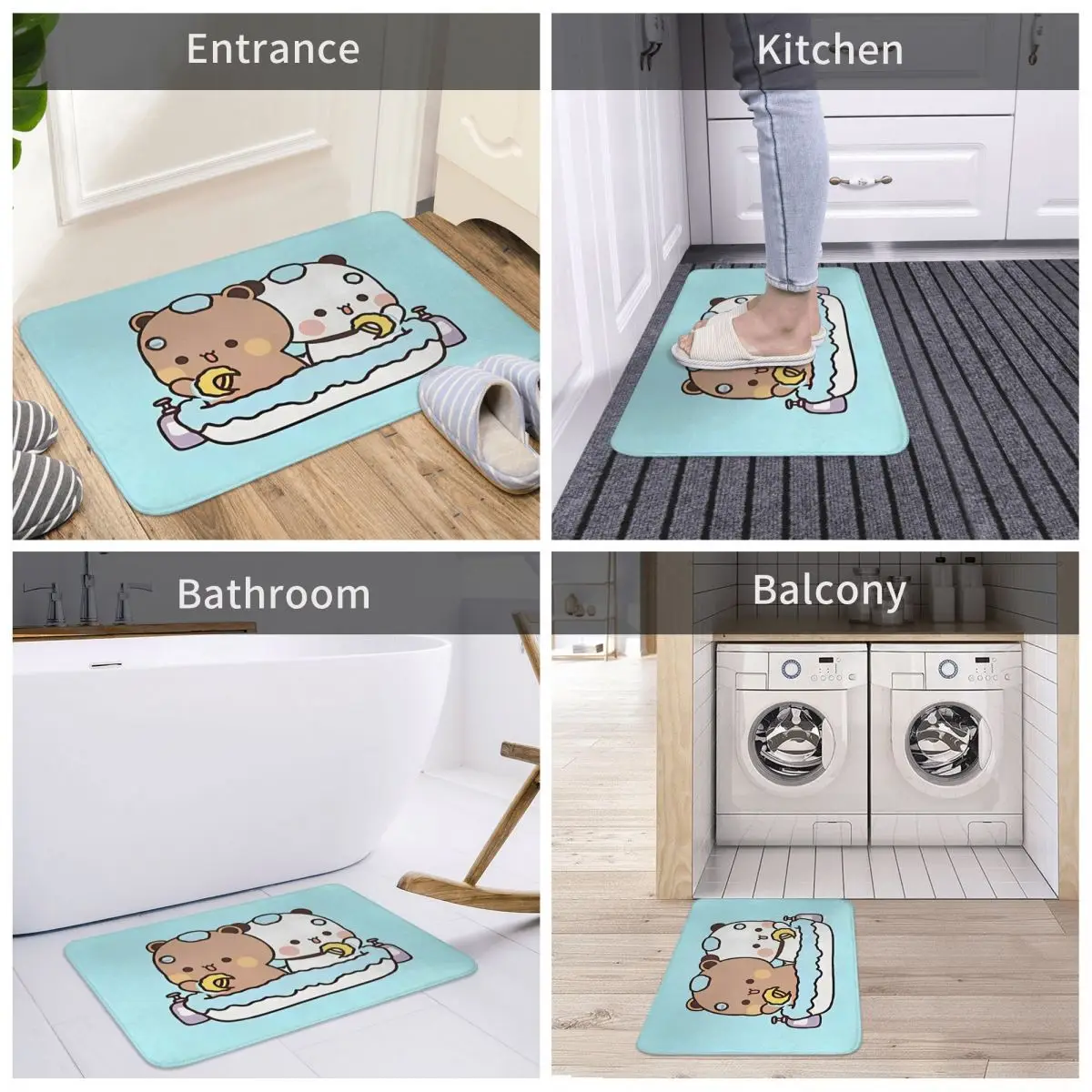 Take A Bath Bath Mat Bubu and Dudu Anime Protective Toilet Mat Kitchen Shower Door Non-slip Foot Mat Graphic Bathroom Carpet