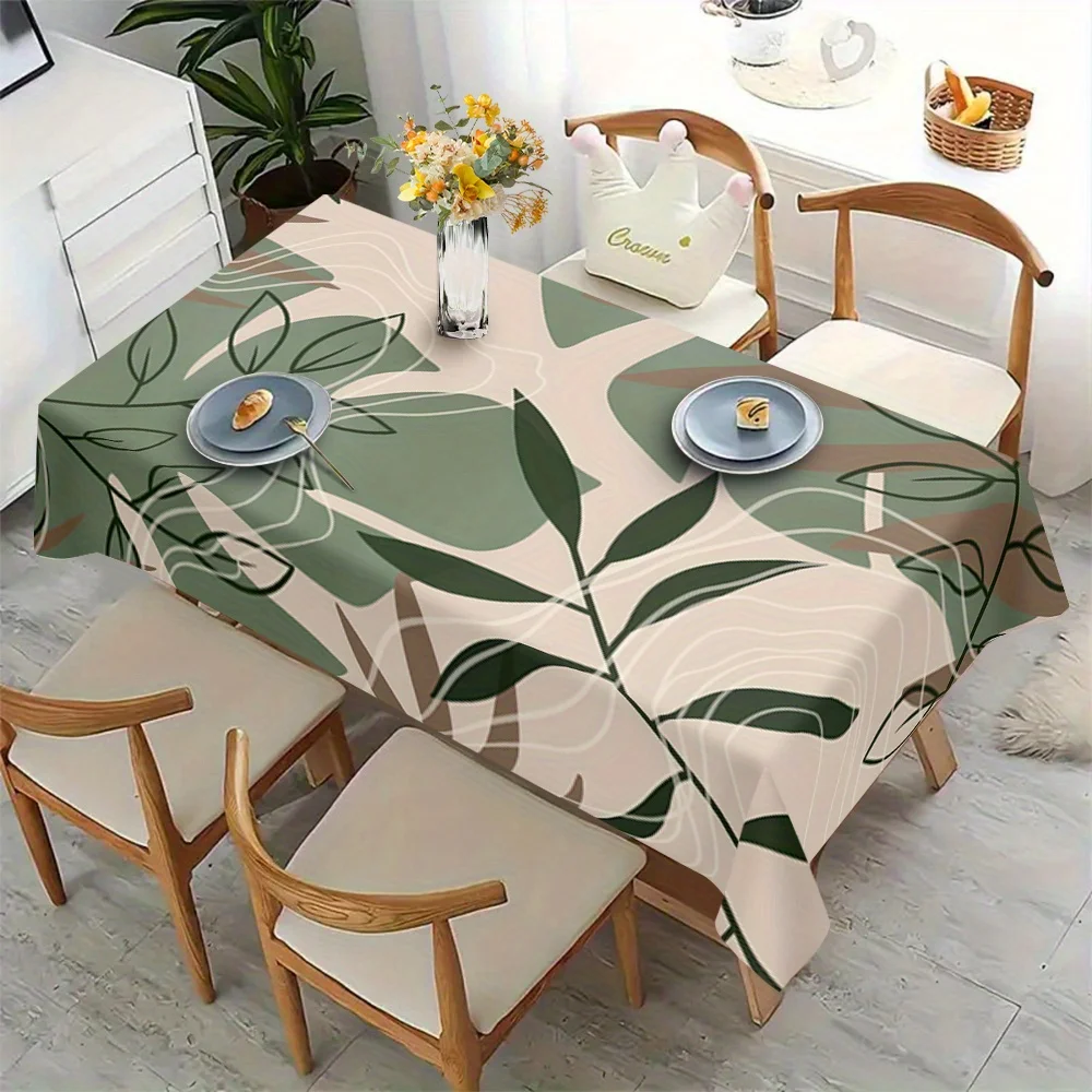 1pc Luxury Light-Weight Leaf Pattern Rectangular Tablecloth, suitable for dining room (rectangular shape)zyc