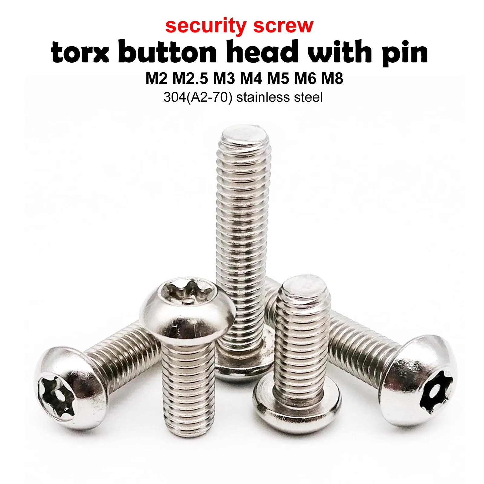 HZYUEGOU M2 bis M8 304 A2-70 Edelstahl Sechs-Löbiger Torx-Knopfkopf mit Säulenbolzen Manipulationssichere Sicherheitsschraube – Detail 6