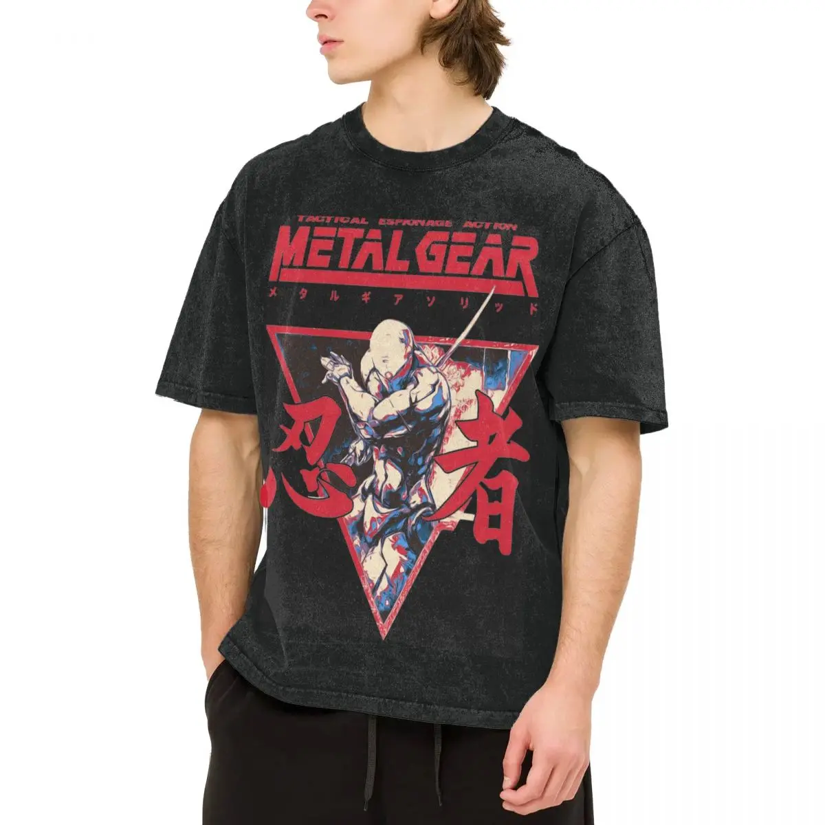 Man T Shirt Metal Gear Solid 3 Snake Eater Washed T Shirts Game Summer Tee Shirt Vintage Loose Casual Tops Birthday Gift