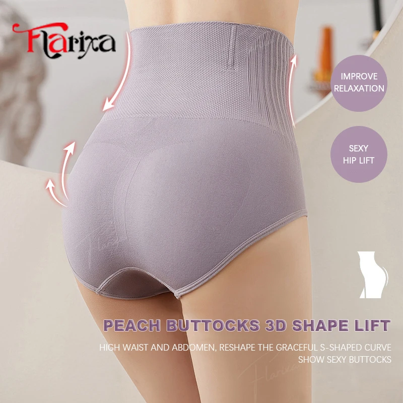 Flarixa Seamless Belly Shaping Briefs High Waist Abdomen Lifting Hip Pants Slimming Panties Women Postpartum Underwear Shaper