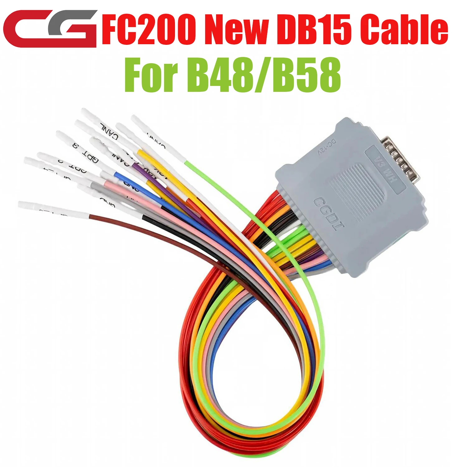 FC200 Newest DB15 Harness Adapter with New 12V Control and GPT-4 3.3V CGDI CG FC200 16 PIN Jumper Cable For ECU Reading Writing