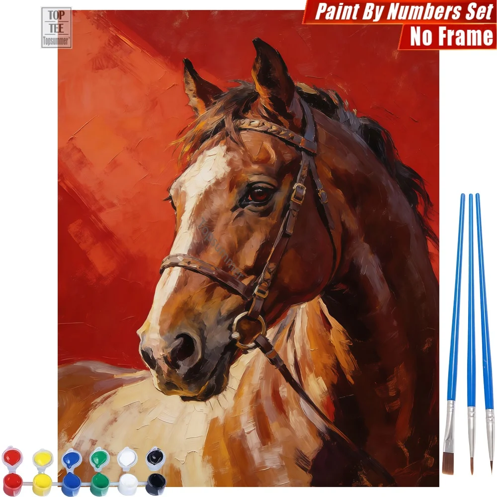 Set de Pintura por Números DIY con Retrato de Cabeza de Caballo - Arte Abstracto de Crin de Caballo en Lienzo, Regalo del Día de Muertos para Mamá