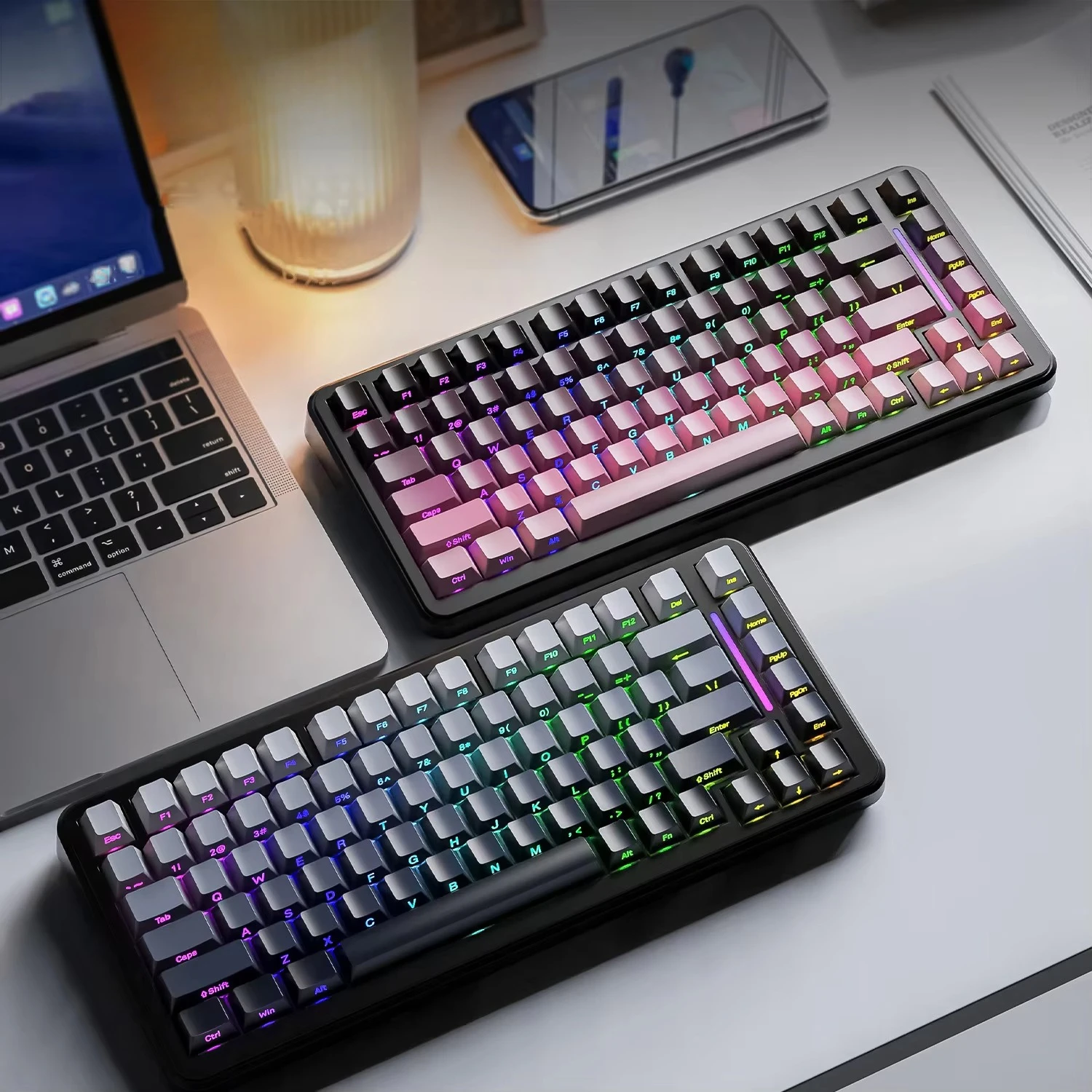 

M86 Wireless Mechanical Keyboard BT RGB Three Mode E-sports Side Engraving Game Wired Mechanical Keyboard