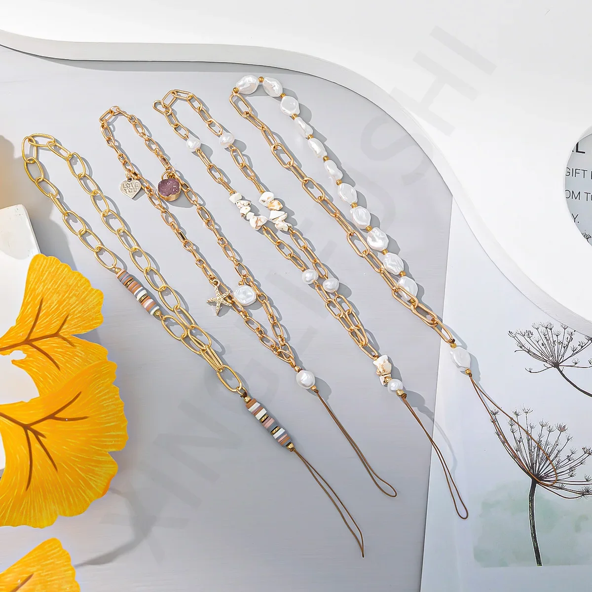 Bizarre-女性用のパールとシルバーのチェーン,携帯電話チャーム,ビーズのブレスレット,時計,ジュエリー,新しいファッション