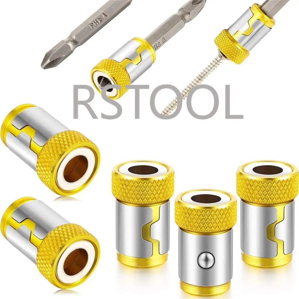 Punta per cacciavite ad anello magnetico in lega di anello magnetico universale da 5 pezzi punta da trapano per magnetizzatore forte anticorrosione