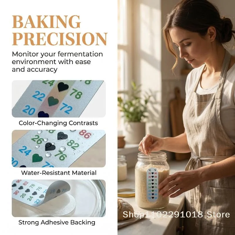 Bread Fermentation Thermometer Stick On Digital Temperature Patch for Dough Proofing Bakery and Home Use 5PCS