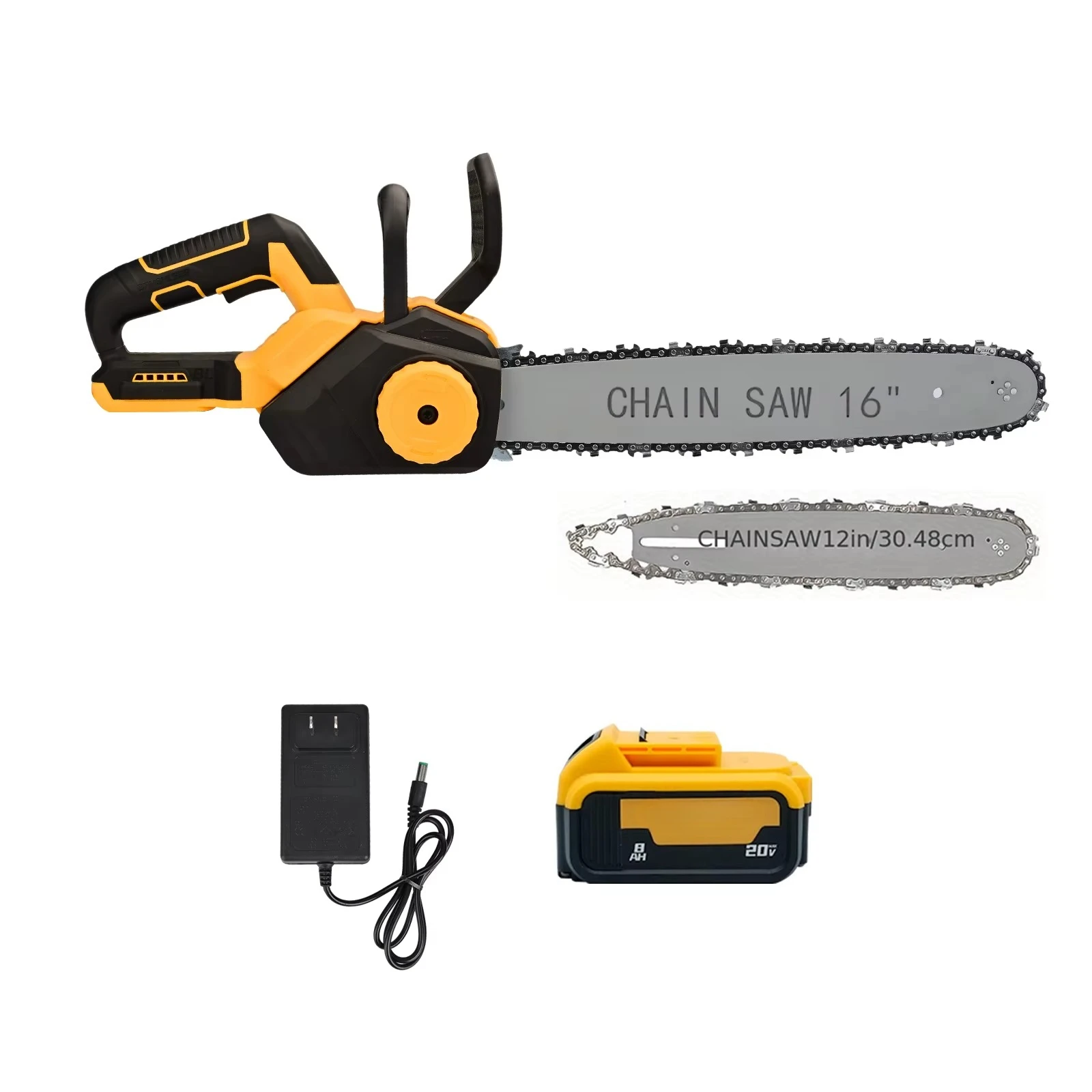 21V Brushless Cordless Electric Chainsaw 150W 16/14-inch Industrial DIY Compact Metal Wood Saw 1 Lithium Battery Low