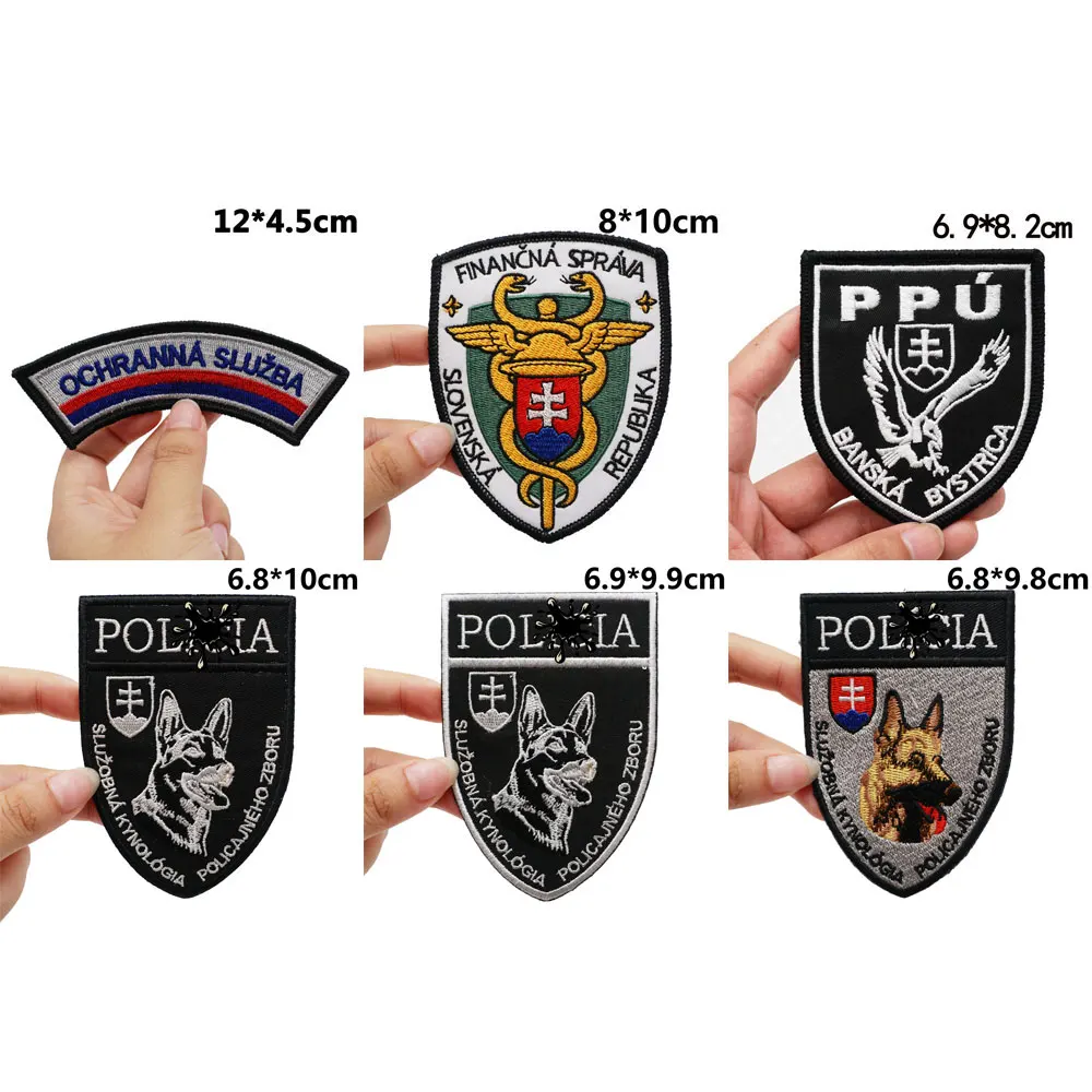 SLU ienBA OCHRANNÁ Taktische Stickerei-Patches für Rucksäcke und Kleidung, Militärzubehör mit Hakenrückseite oder Eisenrückseite