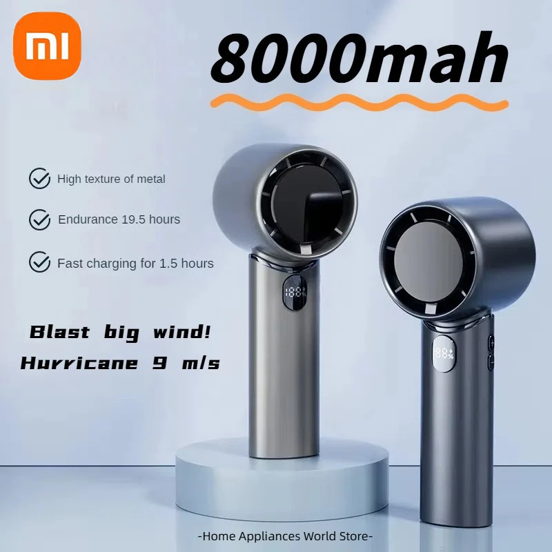 Электрический вентилятор XIAOMI, дисплей, 8000 мАч, беспроводной портативный вентилятор с циркуляцией воздуха, настольный диффузор с воздушным охлаждением, бесшумный вентилятор
