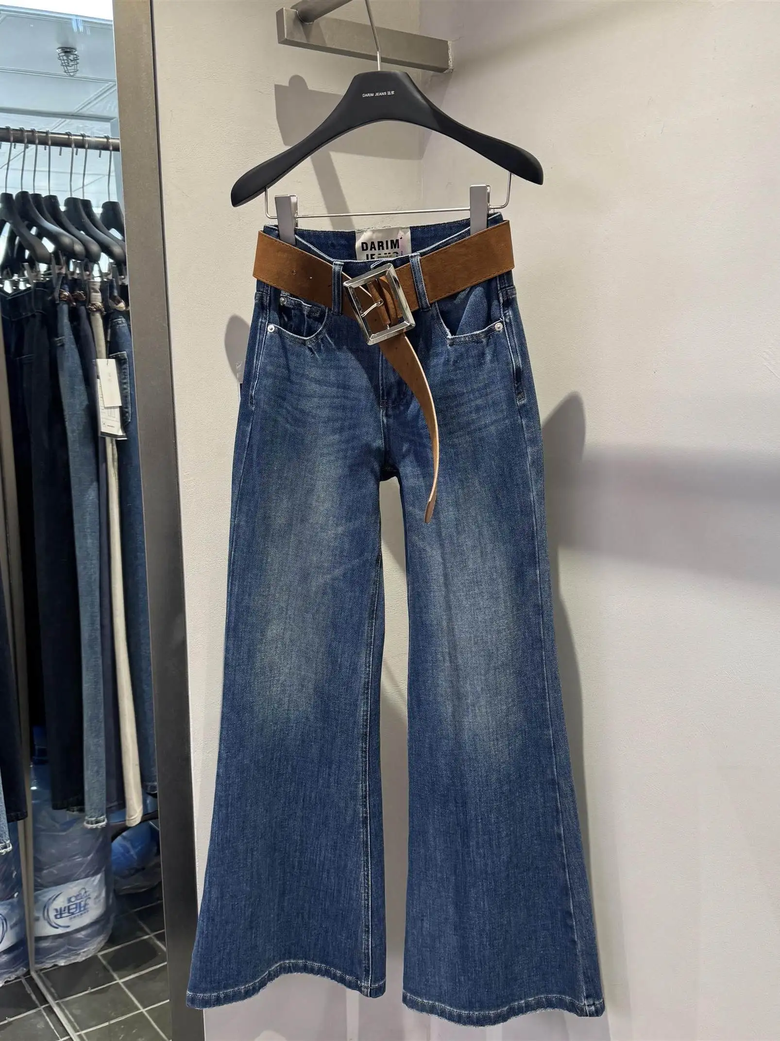 

High Waist Slimming American Retro Micro Flared Elastic Bell Bot Pants Women's Faion Spring 2026 Casual High Elastici