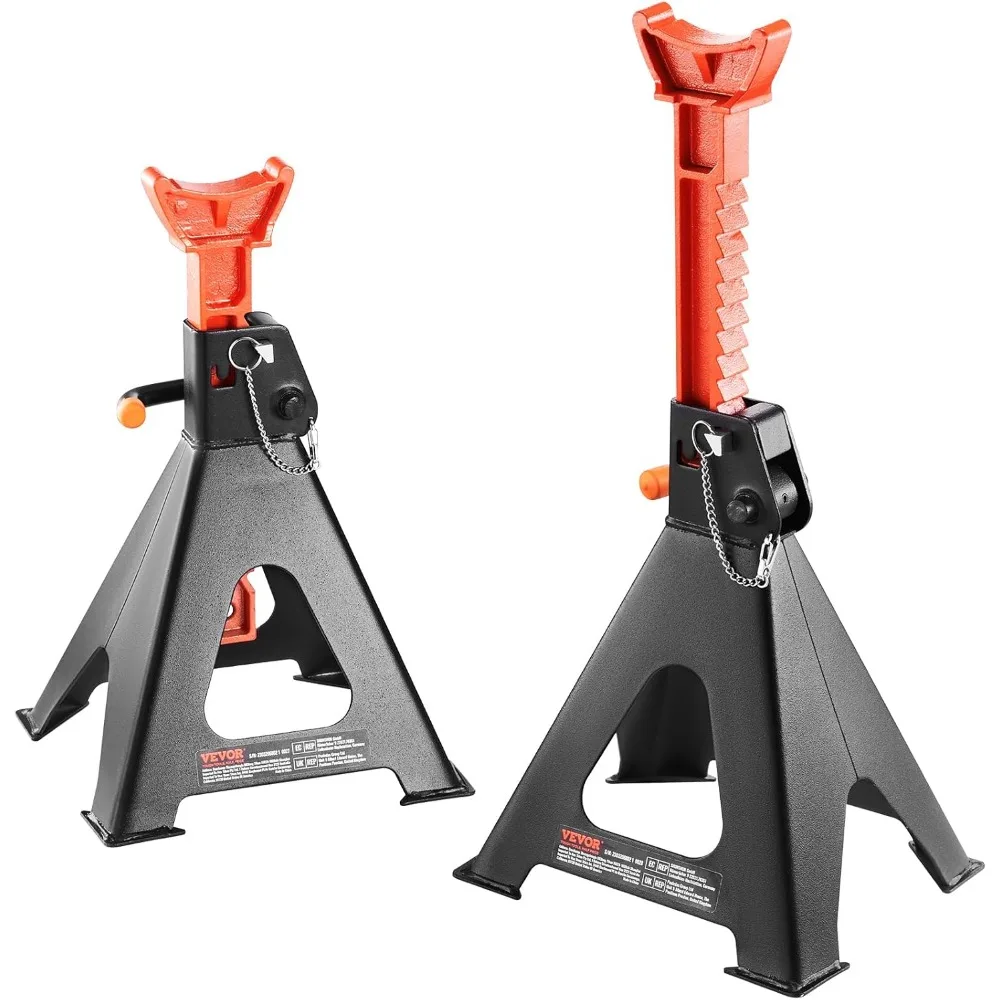 

6 Ton Car Jack Stands, Double Locking, Adjustable 14.2-23 Inch for SUV, Truck, UTV/ATV - Red Pair