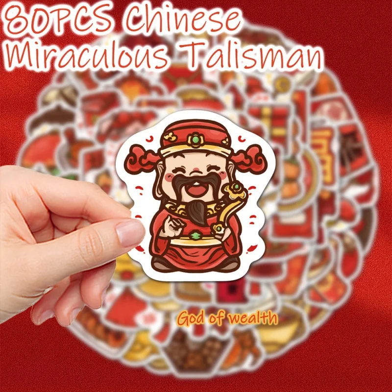 80pcs miraculous talisman new year themed decorative stickers for new year gift laptop refrigerator notebook phone case