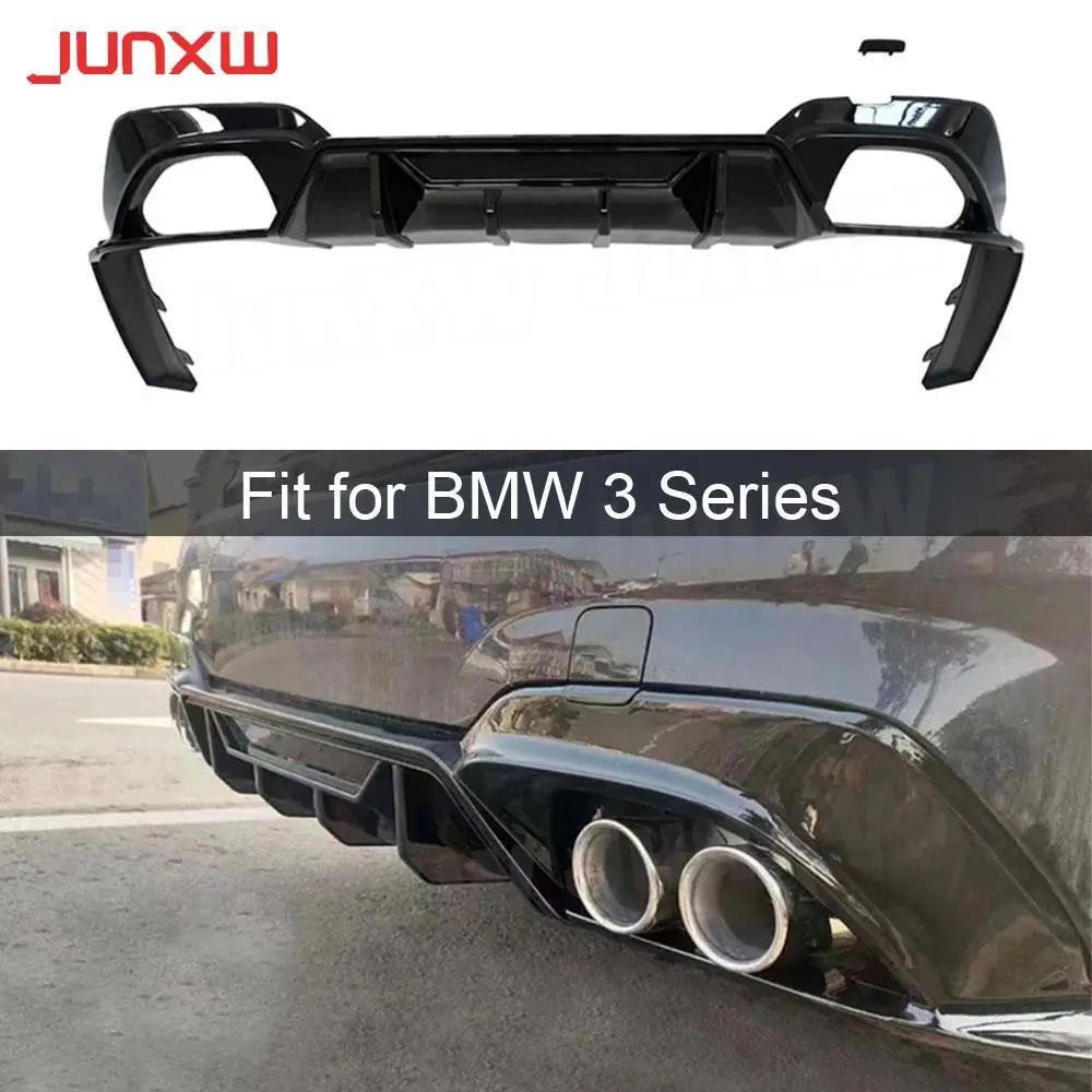 

ABS 3Pcs Rear Bumpers Lip Car Diffuser With Side Splitters for BMW 3 Series G20 G28 M Sport 2019-2021 Gloss Black Carbon Look