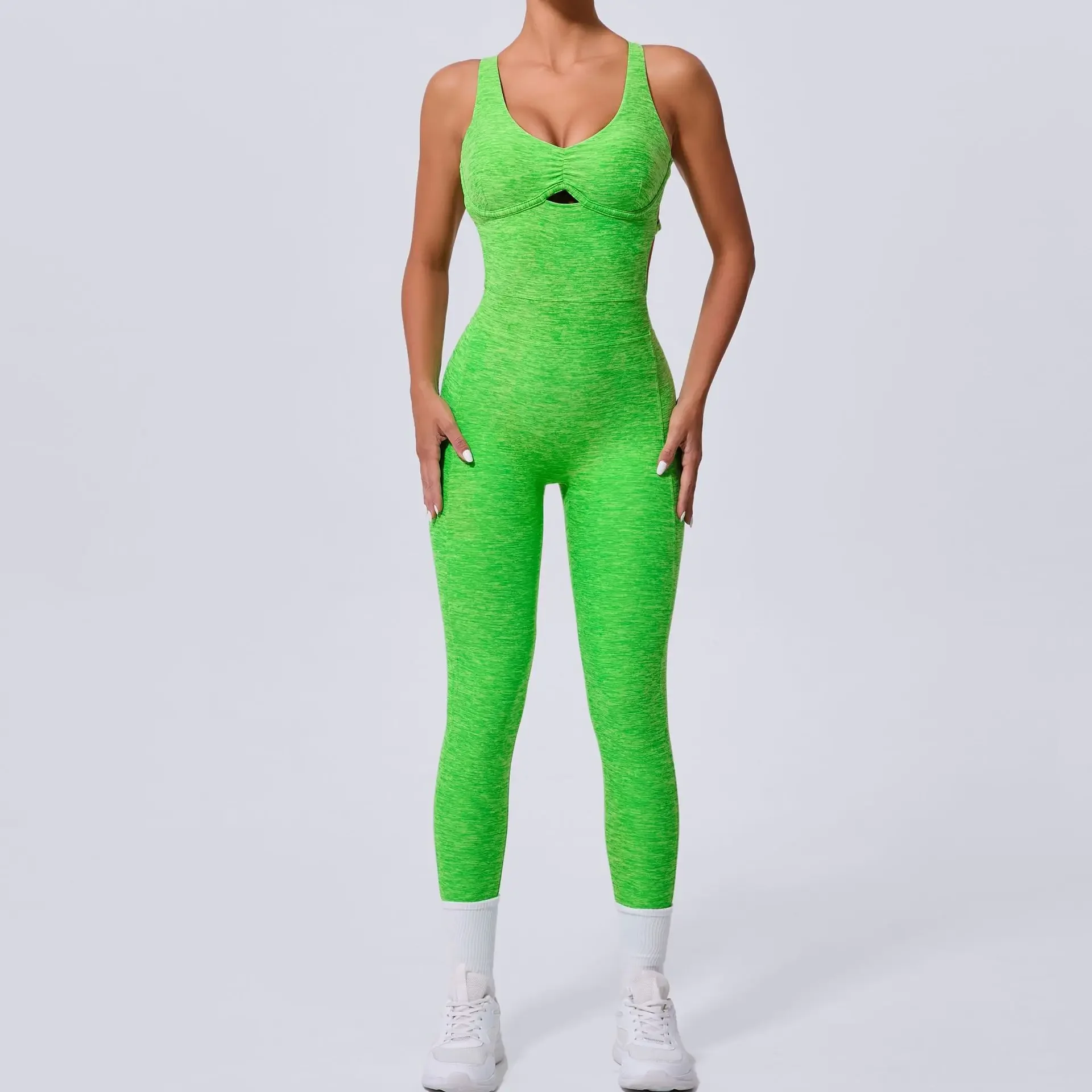 Seamless Yoga Jumpsuits Sports Fitness Peach Hip Raise Cross Beauty Back Dance Belly Contracting One-piece Tracksuits for Women