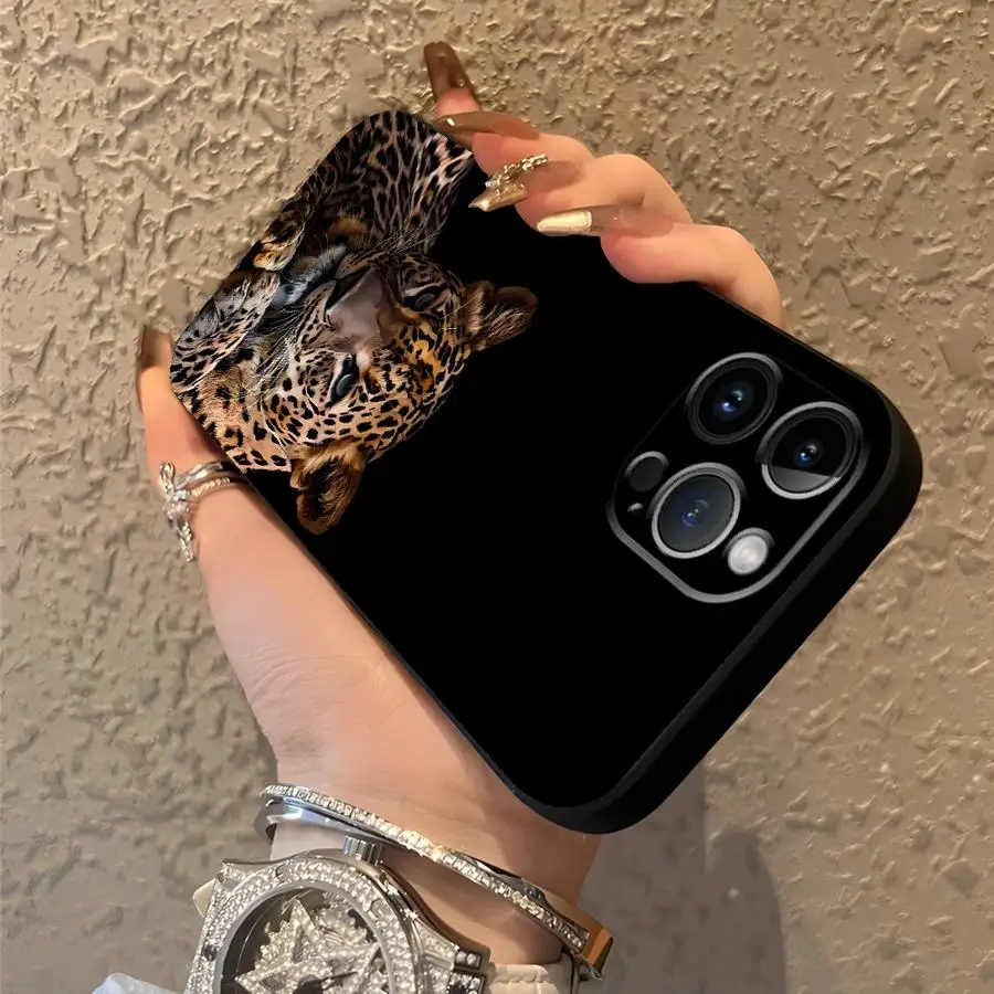 Custodia morbida per telefono leopardata nera per iPhone XS Max 13 12 11 17 Pro Max 17Air 7 8 XR 15 16 14 Plus