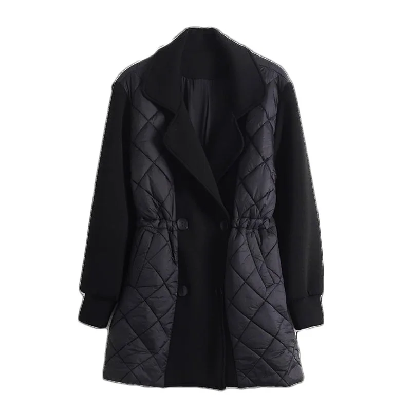 Giacca Blazer in cotone doppiopetto di fascia alta per donna di media lunghezza autunno/inverno colletto del vestito cappotto trapuntato impiombato