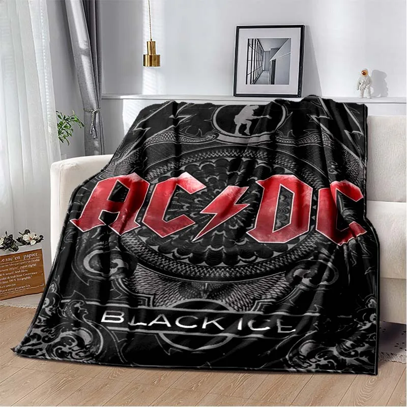 

Rock band AC/DC retro printed blanket flannel home sofa bed office bed cover blanket warm portable picnic travel blanket gift