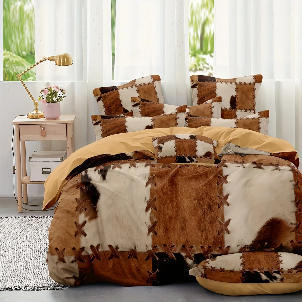 2/3pcs Soft and Comfortable Animal Cowhide Duvet Cover Set with Black and White Cow Print - Perfect for Bedroom and Guest Room (