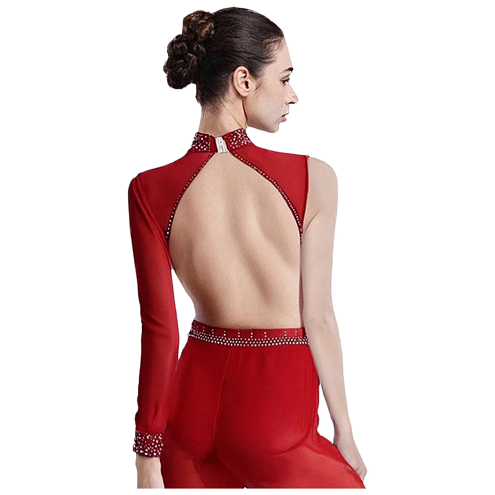 إمرأة غنائي كلاسيكي رقص الباليه الفالس المحاصيل الأعلى سباركلي الترتر الجمباز الفني الشكل التزلج القمم ملابس رقص #5