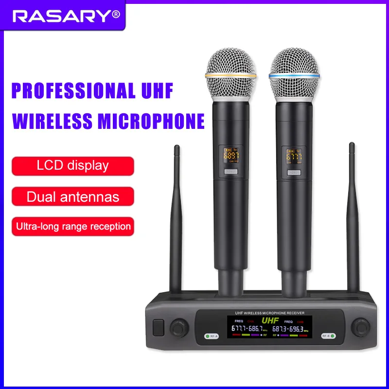 Wireless Microphone One Driven Two UHF Moving Circles Mike TV School Speech Outdoor KTV Microphone