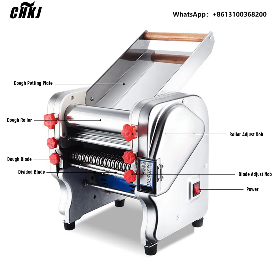 CHKJ FKM240 Commercial Automatic Electric Dough Sheeter Noodle Making Pasta Maker Dough Roller Noodle Cutting Machine 240mm