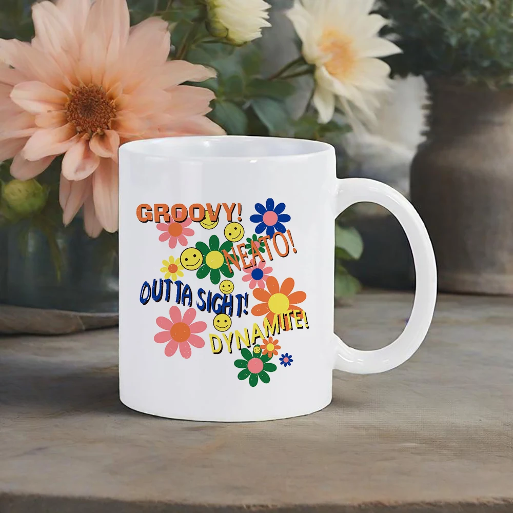 

Hand Painted Small Daisy Coffee Cup Ceramic Coffee Maker Accessory Cups Rustic Style Beer Mugs Tea Drinkware for Travel Hotel