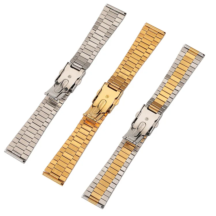 12mm 14mm 16mm 18mm 20mm Stainless Steel Watch Bands Metal Business Replacement Bracelet Strap for Men\'s Women\'s Watch with Tool