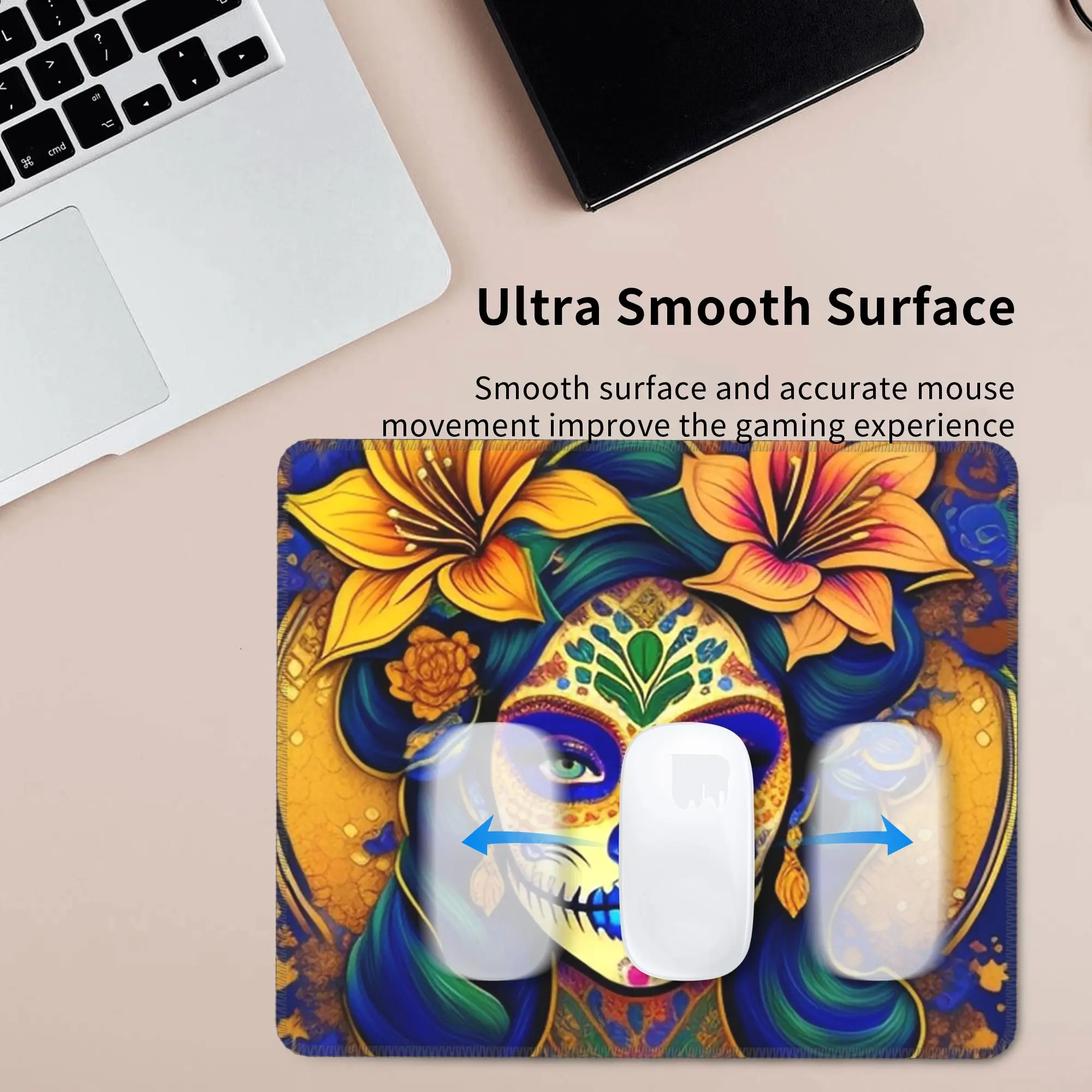 Mexican Catrina Girl Day Of The Dead Sugar Skull Mouse Pad Computer Keyboard Mouse Mat PC Laptop Desk Mat Accessories Table Mats
