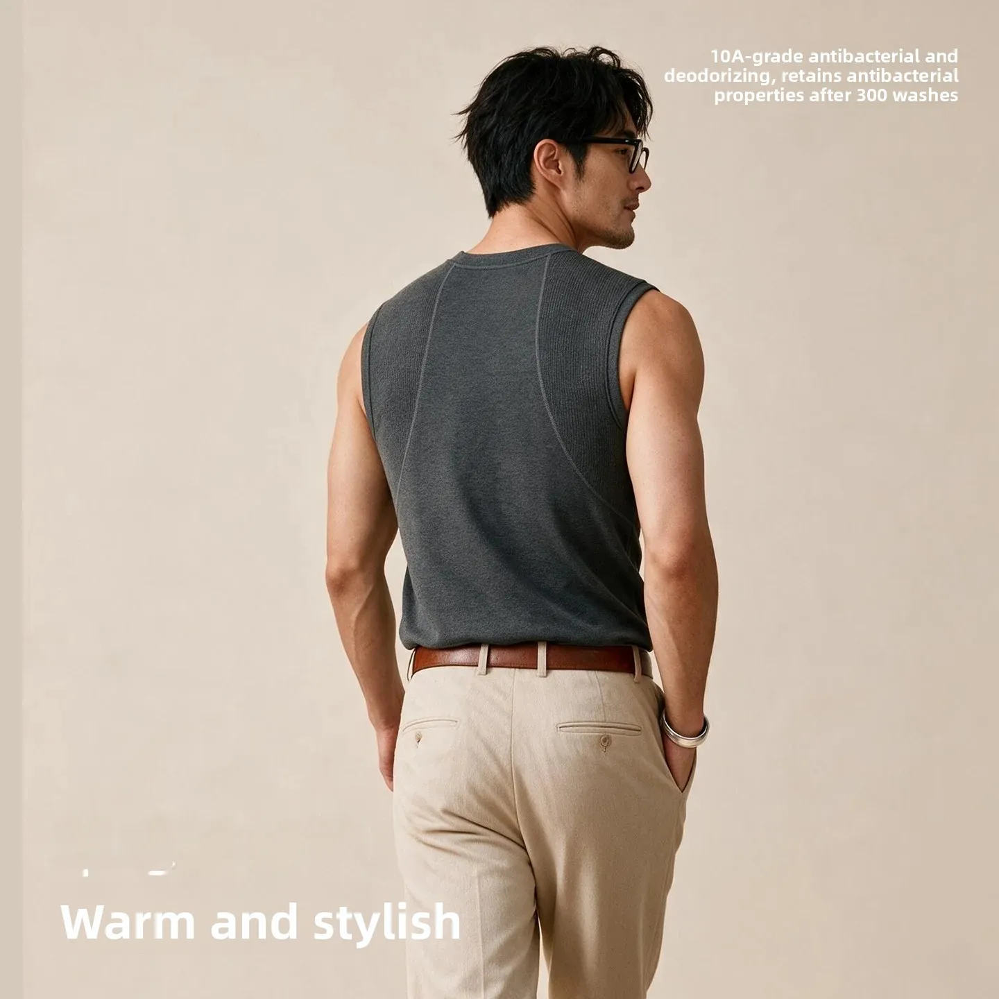 Men's Woolen Vest Comfortable Windproof Warm Base Shirt Handmade Two Pieces Regular Fit Daily Wear High Elasticity Premium Se...