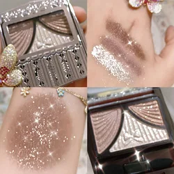 Bow Tie Pink Pearly Eyeshadow Palette Bright Matte 3 Colors Shimmer Crystal Glitter Eyeshadow Waterproof Lasting Pigment Makeup