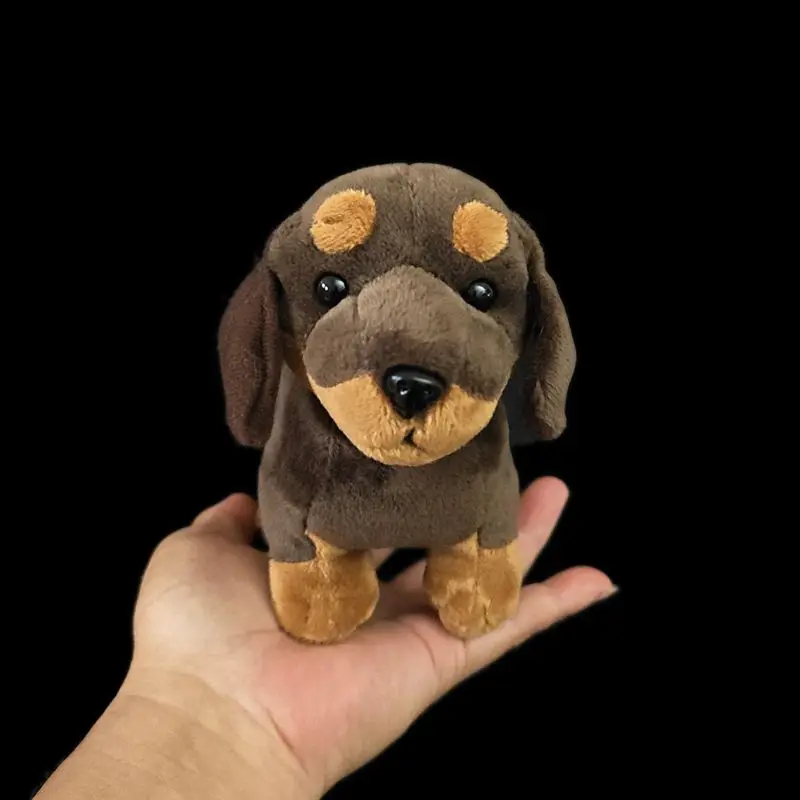 L19xH13cm Miniature Dachshund Plush Toy Super Cute Little Dachshund Lying Down PP Cotton Friend Birthday Gift