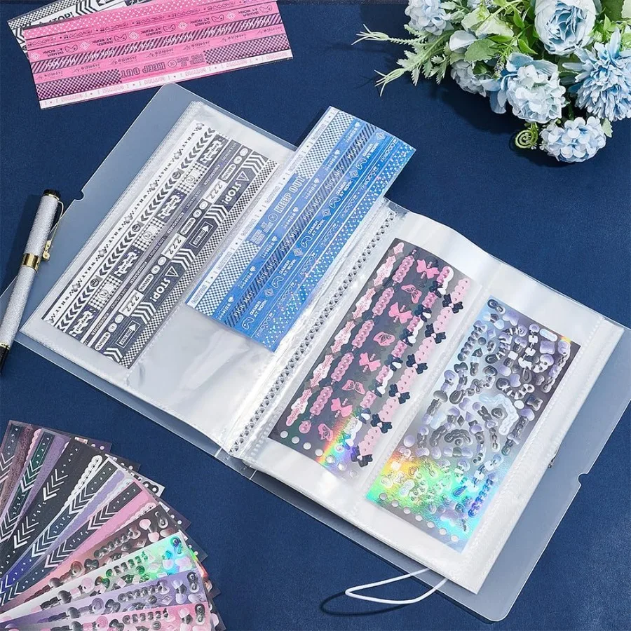Buku Penyimpanan Stiker Transparan dengan 26 Lembar Pelindung Saku untuk Penyimpanan Stiker, Planner, dan Scrapbook