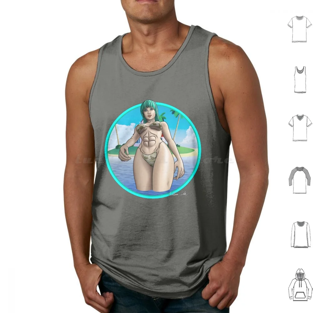 Bulma Photo Shoot Tank Tops Print Cotton Anime Character Ecchi Hentai Anime Girl Bikini Hot Sexy Bust Busty Dragon Mature