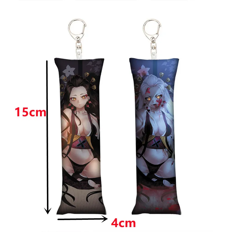 Anime Demon Slayer Kanroji Mitsuri Key Chain Cosplay Nezuko Rengoku Mini Dakimakura Pillow Case Hugging Body Keychain Gifts