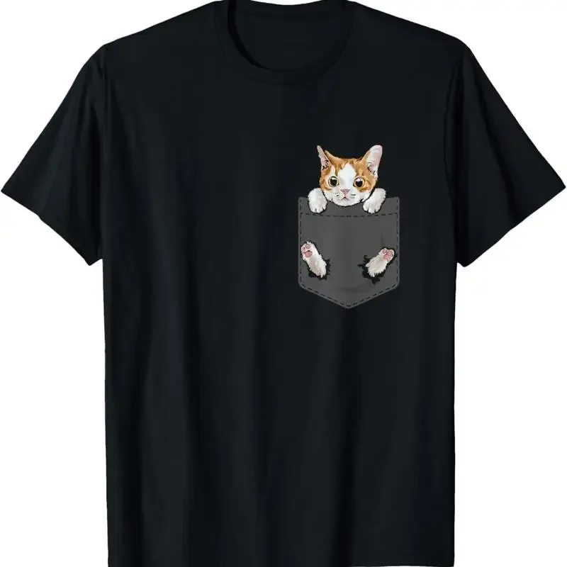 Hanging Cat In Pocket Cute Lover T Shirt