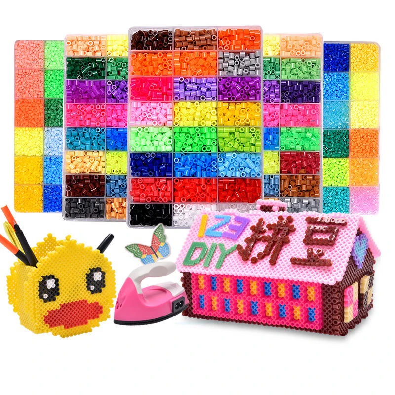 Perler Hama-juego de cuentas de hierro 3D para niños, hecho a mano juguete creativo, manualidades, regalo, tiene tablero de clavija grande, 2,6mm