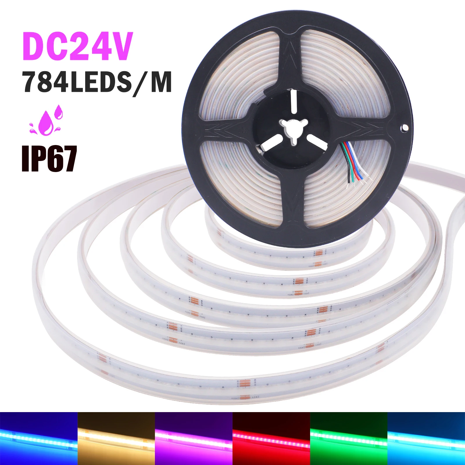 Ip67 Buis Waterdichte Rgbw Rgbww Cob Led Strip 24V 784Leds/M Flexibele Led Tape Diode Flexibel Lint