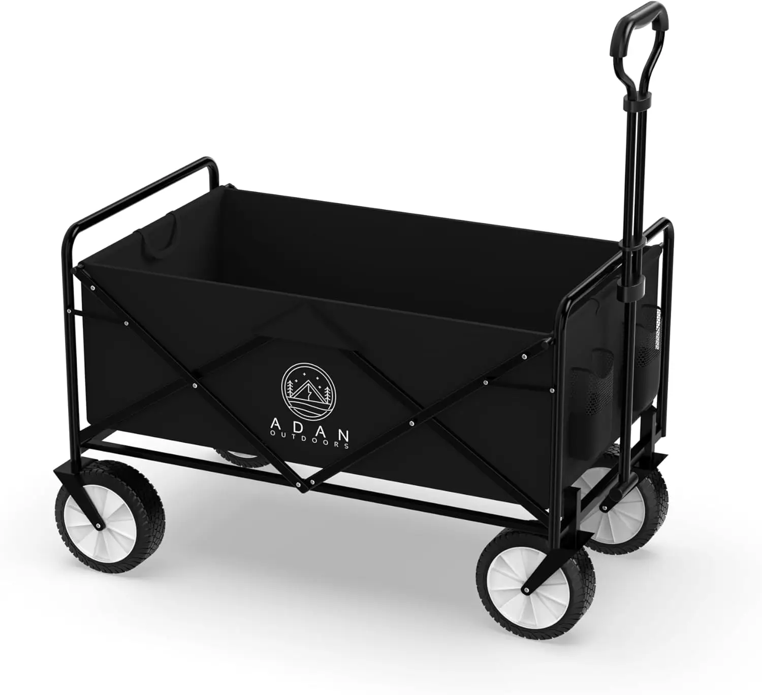 Folding Utility Wagon Cart | Collapsible, Foldable, Double Lock & Spacious Cup Holders | Heavy-Duty for All Terrains