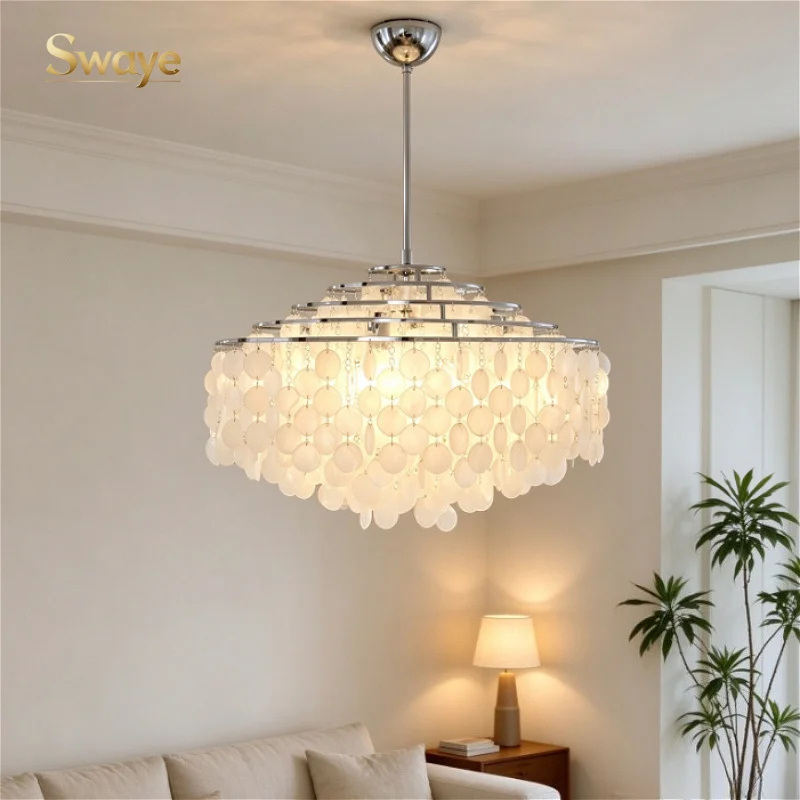 Nordic Luxury Shell LED Ceiling Chandeliers Bedroom Restaurant Dinning Room Ceiling Pendant Light Home Decor Indoor Luster Lamps