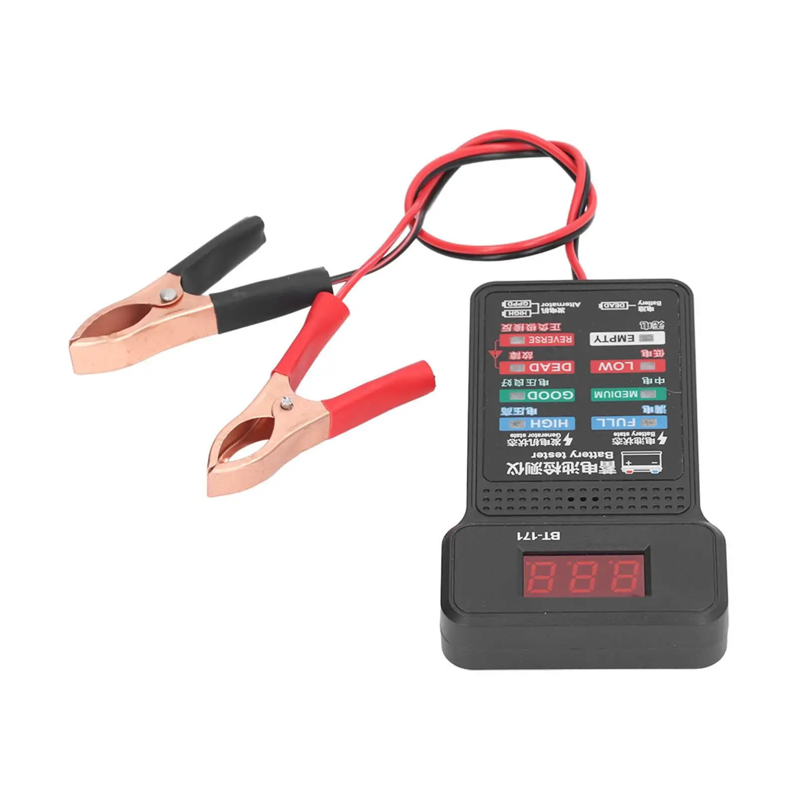 BT 171 Kfz-Generatortester – 12-V-Digital-LED-Batterieanalysator für LKWs, Motorräder, SUVs und Boote