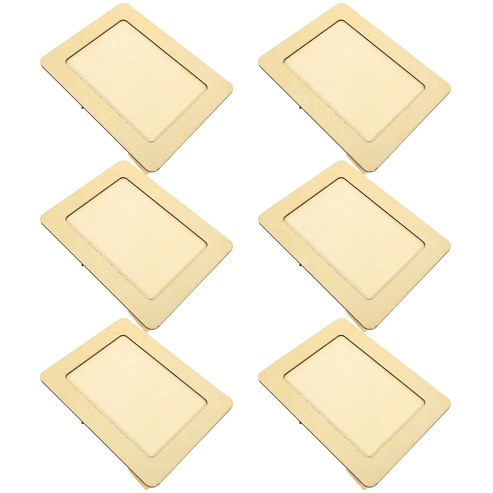 6Pcs DIY Photo Frame Materials Wooden Unfinished Kit for Handmade Decoration Clay Frame Mold Educational Craft Activity Set