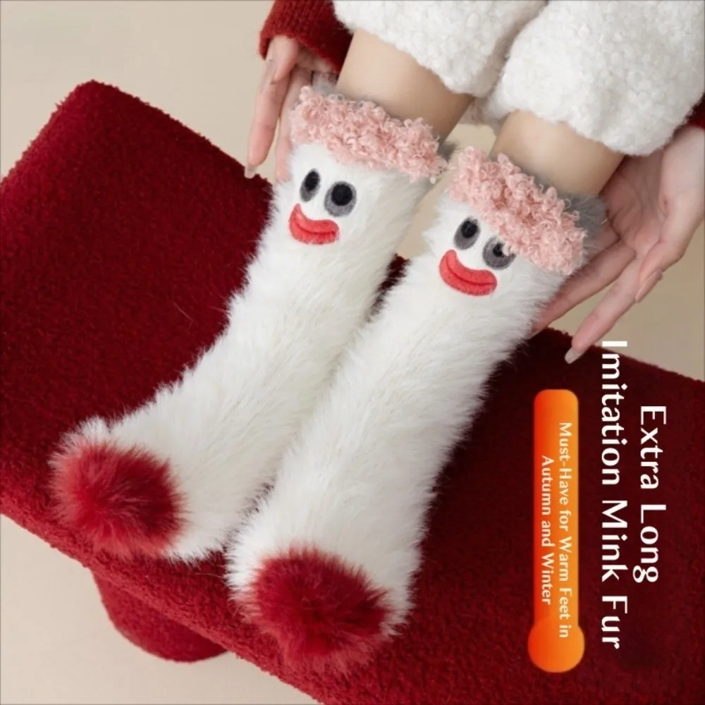 Kawaii Funny Winter Socks Medium Tube Cartoon Pattern Floor Socks Thickened Warm Fluffy Stockings Winter Season