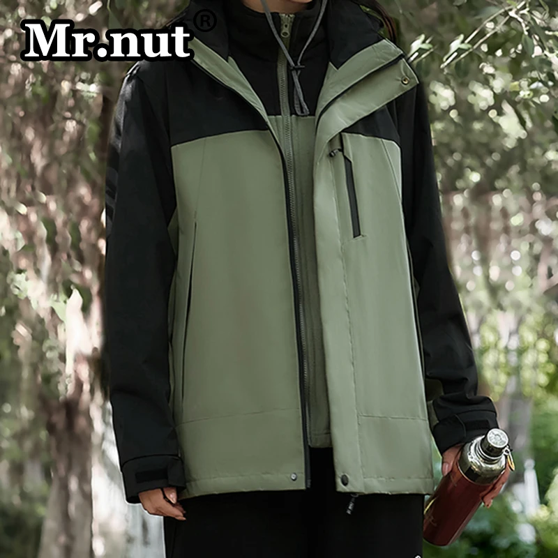 Mr.nut Fleece Detachable Removable Jacket 2 Piece Set Outdoor Couple Windbreaker Coat Climbing Suit Camping Waterproof Jackets