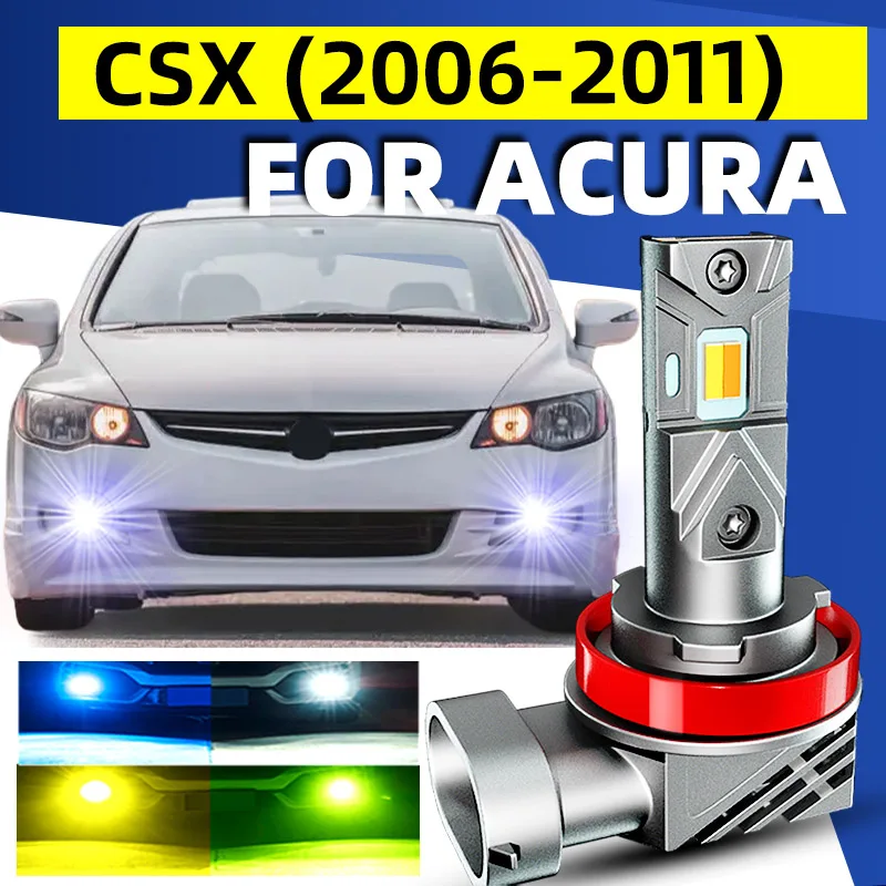 2pcs Car LED Front Fog Lights Bulbs Dual Colors Switchback White Yellow For Acura CSX 2006 2007 2008 2009 2010 2011