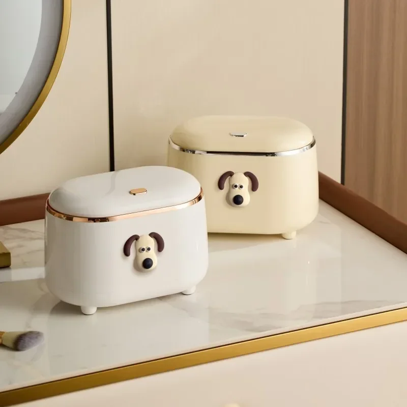 1PCS Mini Desktop Trash Can Durable Storage Bucket Can Automatic Pop-up Lid for Dressing Tables Office Bathroom Room Trash Can