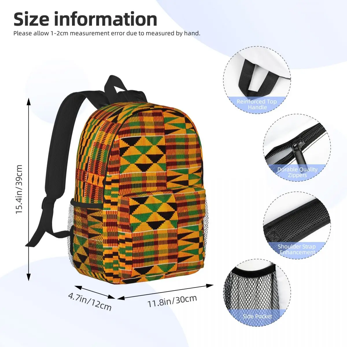 Authentic Kente Cloth African Ghana Design Backpacks Boys Girls Bookbag Fashion Children School Bag Laptop Rucksack Shoulder Bag