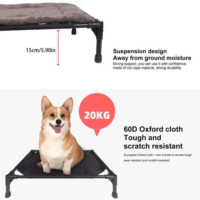 Cama de cachorro elevada ao ar livre dobrável berço para animais de estimação com dossel removível sombra tenda respirável cama de cachorro saco de transporte para acampamento