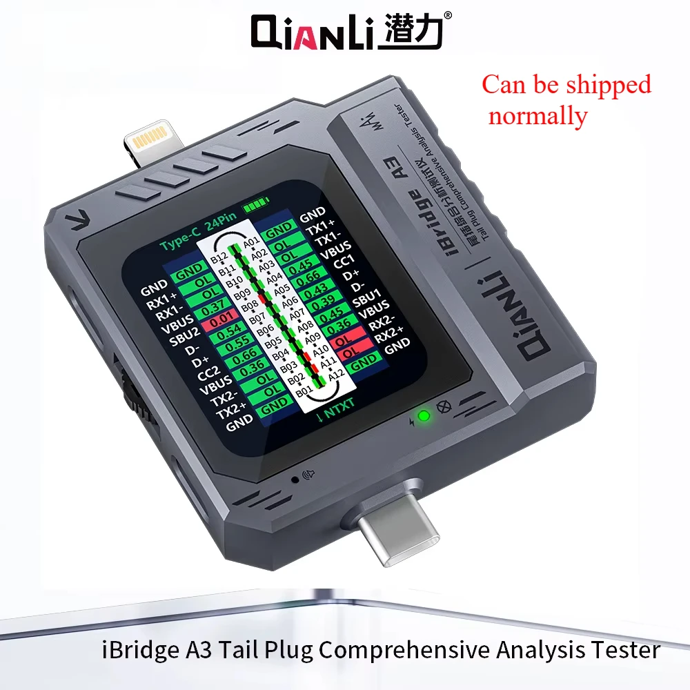 Detektor wtyczki telefonu komórkowego QIANLI iBridge A3 Obsługa urządzeń z interfejsem Lightning i Type-C dla IPhone HUAWEI Samsung XM